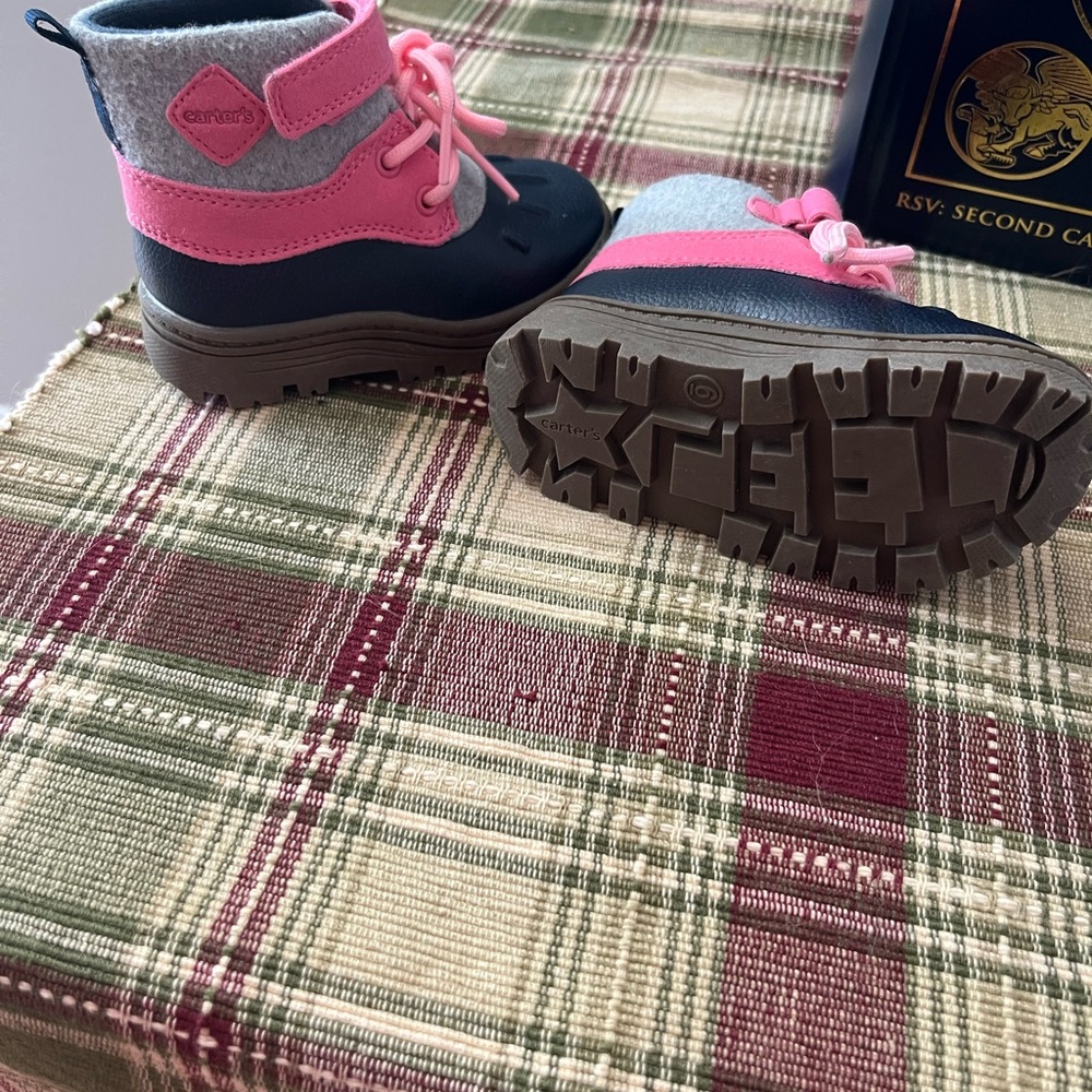 Carter’s size 6 Pink and Gray Kids Snow Boots